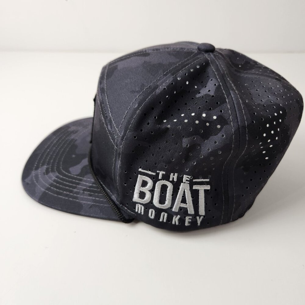 The Boat Monkey Hat OS Black Snap Back Cap Nautical Yacht Fishing Beach - Picture 4 of 9